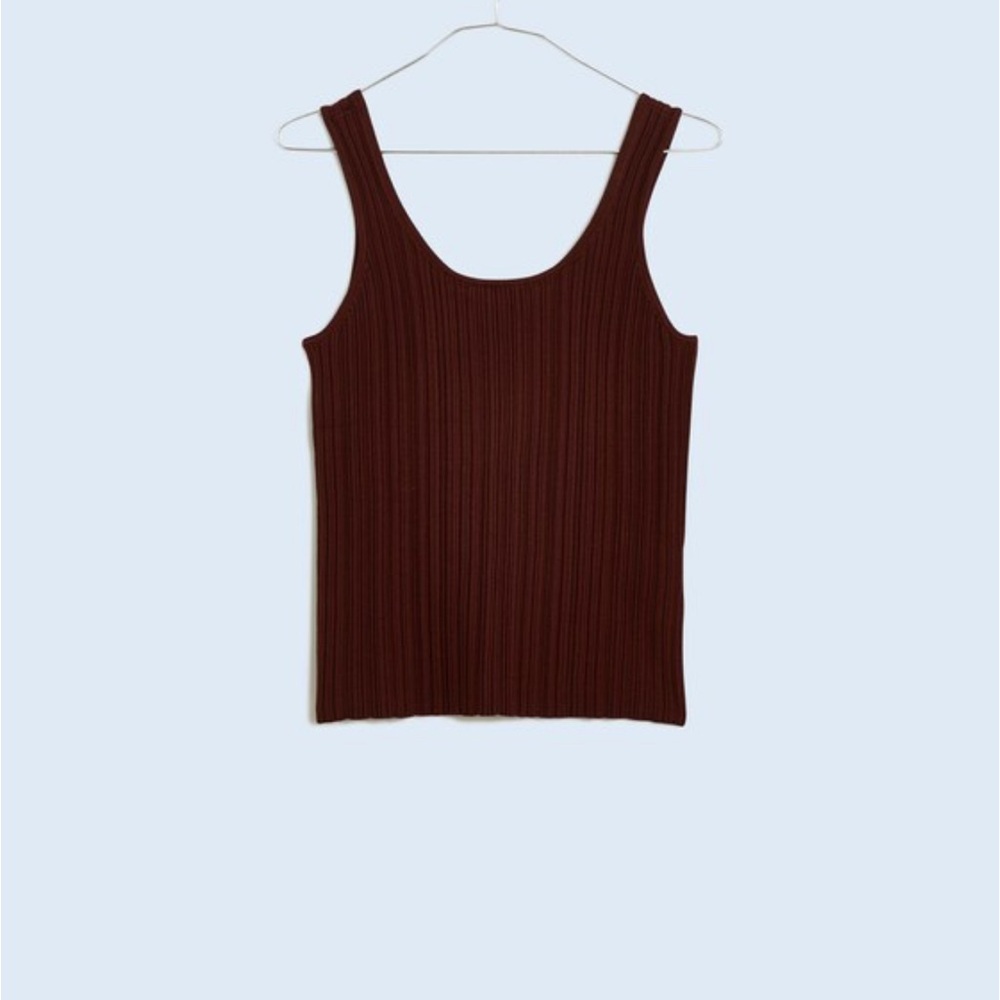 Madewell The Signature Knit Scoopneck Sweater Tank Large - Cherry Wood